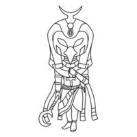 Horus chibi portafortuna linea arte vettore