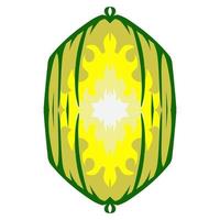 illustrazione di un' verde lanterna con un' giallo fiamma su il tema di Ramadan, eid al-Fitr e eid al-Adha vettore