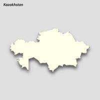 3d isometrico carta geografica di Kazakistan isolato con ombra vettore