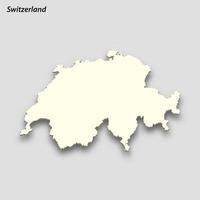 3d isometrico carta geografica di Svizzera isolato con ombra vettore