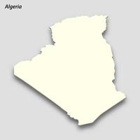 3d isometrico carta geografica di algeria isolato con ombra vettore