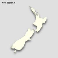 3d isometrico carta geografica di nuovo Zelanda isolato con ombra vettore