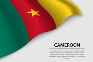onda bandiera di camerun su bianca sfondo. bandiera o nastro vect vettore