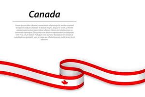 sventolando il nastro o un banner con la bandiera del canada vettore