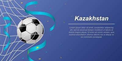 calcio sfondo con volante nastri nel colori di il bandiera di Kazakistan vettore