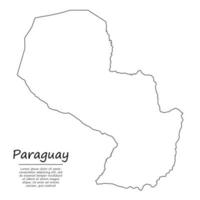 semplice schema carta geografica di paraguay, silhouette nel schizzo linea stile vettore