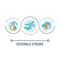 salutare nutrizione abitudine ciclo continuo concetto icona. vitamina ricco cibo. cura per stare a dieta. migliorare benessere astratto idea magro linea illustrazione. isolato schema disegno. modificabile ictus vettore