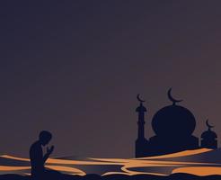 preghiere persone sfondo e moschea icona vettore