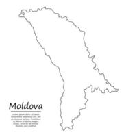 semplice schema carta geografica di Moldavia, silhouette nel schizzo linea stile vettore