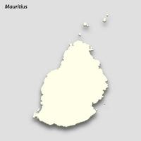 3d isometrico carta geografica di mauritius isolato con ombra vettore