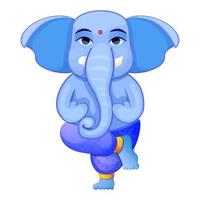 poco carino Ganesh, religioso tradizionale Dio elefante blu colore nel cartone animato personaggio isolato su bianca sfondo. vettore illustrazione