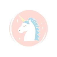 carino bello unicorno icona logo vettore illustrazione su cerchio con spazzola struttura per sociale media storia evidenziare