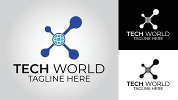 Tech mondo attività commerciale vettore logo design