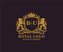 iniziale bu lettera Leone reale lusso logo modello nel vettore arte per ristorante, regalità, boutique, bar, Hotel, araldico, gioielleria, moda e altro vettore illustrazione.