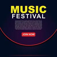 modello di banner del festival musicale per post sui social media, annunci web, poster. modello di poster del festival musicale. Volantino di sfondo 3d per festival di musica. vettore