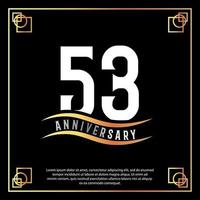 53 anno anniversario logo design bianca d'oro astratto su nero sfondo con d'oro telaio modello illustrazione vettore