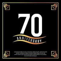 70 anno anniversario logo design bianca d'oro astratto su nero sfondo con d'oro telaio modello illustrazione vettore