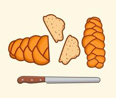 creativo alta qualità challah cibo illustrazione, isolato menù cartone animato disegno arte, dolce cena treccia simbolo biologico challah vettore clip arte design.