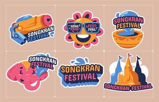 divertente collezione di adesivi del festival di songkran vettore