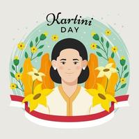 felice giornata kartini circondato da fiori vettore