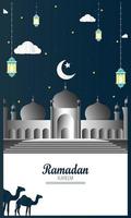 Ramadan kareem di inviti design carta tagliare islamico. vettore illustrazione - vettore