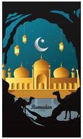 Ramadan kareem bellissimo saluto carta con islamico sfondo con moschee adatto anche per eid mubarak . - vettore