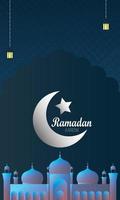 bellissimo Ramadan kareem saluto carta disegno, Ramadan kareem saluto con moschea e calligrafia lettering sfondo. vettore