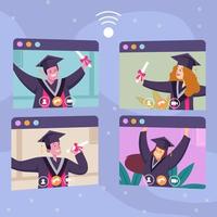 concetto di laurea virtuale online vettore