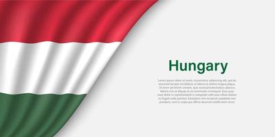 onda bandiera di Ungheria su bianca sfondo. vettore