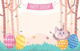 sfondo di Pasqua con uova e conigli vettore