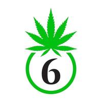 canapa logo cartello concetto 6 alfabeto simbolo per terapia, medico e Salute cura e marijuana logo. vettore