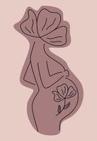 incinta donna con fiore testa astratto linea arte stile design concettuale bellezza vettore illustrazione