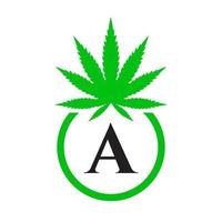 canapa logo cartello concetto un' alfabeto simbolo per terapia, medico e Salute cura e marijuana logo. vettore