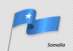 sventolando la bandiera della somalia sull'asta della bandiera. modello per l'indipendenza da vettore