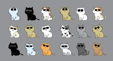 gatto con occhiali da sole cartone animato personaggio icona imballare vettore