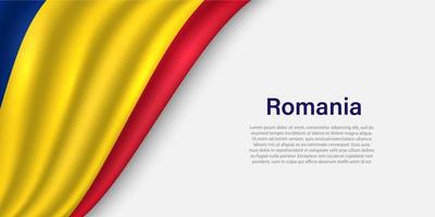 onda bandiera di Romania su bianca sfondo. vettore