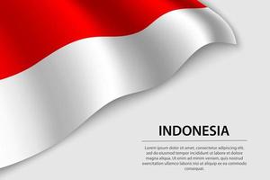 onda bandiera di Indonesia su bianca sfondo. bandiera o nastro vec vettore