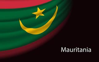 onda bandiera di mauritania su buio sfondo. vettore