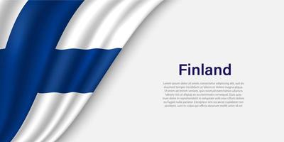 onda bandiera di Finlandia su bianca sfondo. vettore