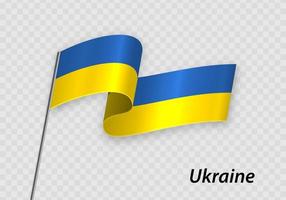 sventolando la bandiera dell'ucraina sul pennone. modello per l'indipendenza da vettore