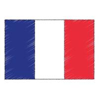 mano disegnato schizzo bandiera di Francia. scarabocchio stile icona vettore