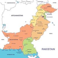 dettagliato Pakistan carta geografica vettore