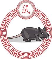 segno zodiacale cinese animale ratto topo cartone animato astrologia lunare disegno