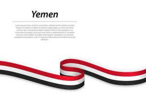 sventolando il nastro o lo striscione con la bandiera dello yemen vettore