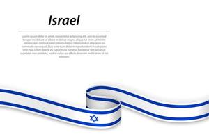 sventolando il nastro o lo striscione con la bandiera dell'israele vettore