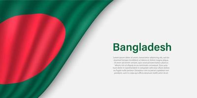 onda bandiera di bangladesh su bianca sfondo. vettore