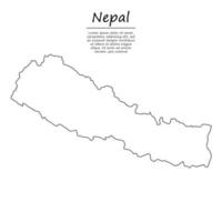 semplice schema carta geografica di Nepal, silhouette nel schizzo linea stile vettore