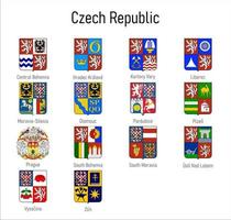 cappotto di braccia di il province di ceco repubblica, tutti Repubblica Ceca regioni emblema vettore