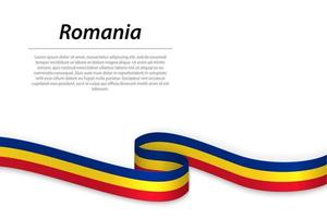 agitando nastro o bandiera con bandiera di Romania. modello per indip vettore