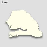 3d isometrico carta geografica di Senegal isolato con ombra vettore